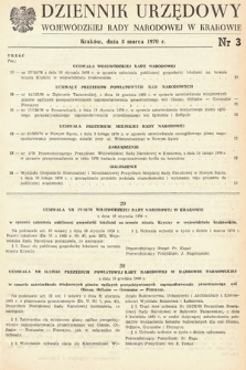 Dziennik Urzędowy Wojewódzkiej Rady Narodowej w Krakowie. 1970, nr 3
