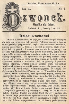 Dzwonek : gazetka dla dzieci. 1914, nr 6