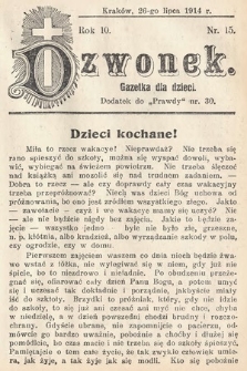 Dzwonek : gazetka dla dzieci. 1914, nr 15