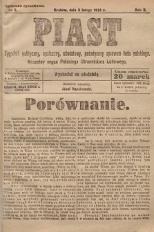 Piast : tygodnik polityczny, społeczny, oświatowy, poświęcony sprawom ludu polskiego : Naczelny organ Polskiego Stronnictwa Ludowego. 1922, nr 6