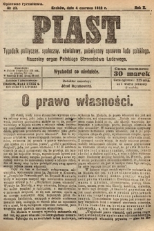 Piast : tygodnik polityczny, społeczny, oświatowy, poświęcony sprawom ludu polskiego : Naczelny organ Polskiego Stronnictwa Ludowego. 1922, nr 23