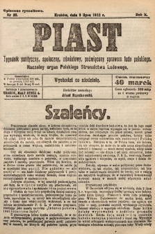 Piast : tygodnik polityczny, społeczny, oświatowy, poświęcony sprawom ludu polskiego : Naczelny organ Polskiego Stronnictwa Ludowego. 1922, nr 28