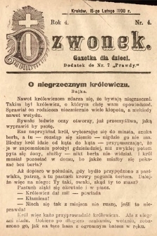 Dzwonek : gazetka dla dzieci. 1908, nr 4