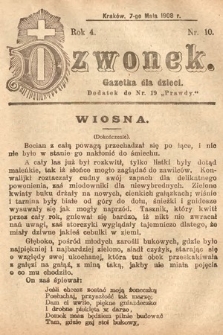 Dzwonek : gazetka dla dzieci. 1908, nr 10