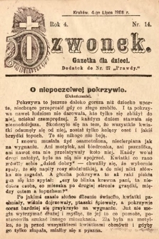 Dzwonek : gazetka dla dzieci. 1908, nr 14