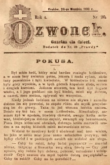 Dzwonek : gazetka dla dzieci. 1908, nr 20