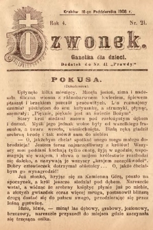 Dzwonek : gazetka dla dzieci. 1908, nr 21