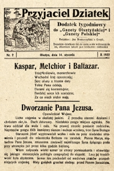 Przyjaciel Dziatek : dodatek tygodniowy do „Gazety Olsztyńskiej” i „Gazety Polskiej”. 1922, nr 2