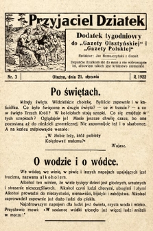 Przyjaciel Dziatek : dodatek tygodniowy do „Gazety Olsztyńskiej” i „Gazety Polskiej”. 1922, nr 3
