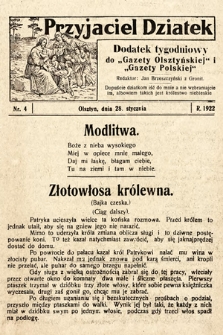 Przyjaciel Dziatek : dodatek tygodniowy do „Gazety Olsztyńskiej” i „Gazety Polskiej”. 1922, nr 4