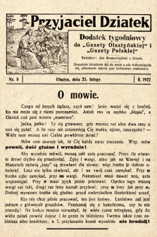 Przyjaciel Dziatek : dodatek tygodniowy do „Gazety Olsztyńskiej” i „Gazety Polskiej”. 1922, nr 8