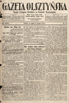 Gazeta Olsztyńska : organ Związku Polaków w Prusach Wschodnich. 1922, nr 34