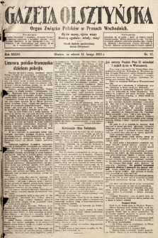 Gazeta Olsztyńska : organ Związku Polaków w Prusach Wschodnich. 1922, nr 37