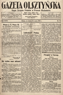 Gazeta Olsztyńska : organ Związku Polaków w Prusach Wschodnich. 1922, nr 73