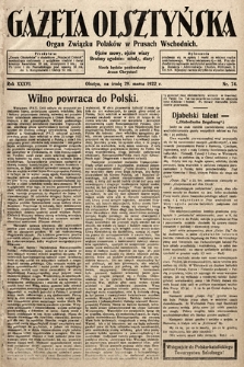 Gazeta Olsztyńska : organ Związku Polaków w Prusach Wschodnich. 1922, nr 74