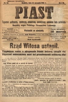 Piast : tygodnik polityczny, społeczny, oświatowy, poświęcony sprawom ludu polskiego : Naczelny organ Polskiego Stronnictwa Ludowego. 1921, nr 38