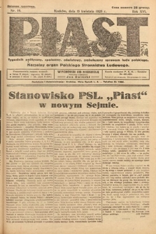 Piast : tygodnik polityczny, społeczny, oświatowy, poświęcony sprawom ludu polskiego : Naczelny organ Polskiego Stronnictwa Ludowego. 1928, nr 16