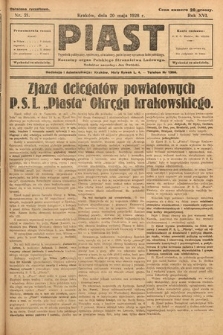 Piast : tygodnik polityczny, społeczny, oświatowy, poświęcony sprawom ludu polskiego : Naczelny organ Polskiego Stronnictwa Ludowego. 1928, nr 21