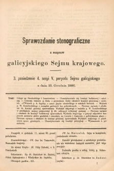 [Kadencja V, sesja IV, pos. 3] Sprawozdanie Stenograficzne z Rozpraw Galicyjskiego Sejmu Krajowego. 3. Posiedzenie 4. Sesyi V. Peryodu Sejmu Galicyjskiego