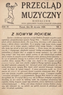 Przegląd Muzyczny. 1928, nr 1