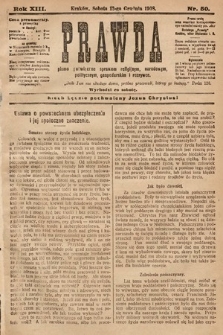 Prawda : pismo poświęcone sprawom religijnym, narodowym, politycznym, gospodarskim i rozrywce. 1908, nr 50