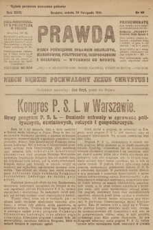 Prawda : pismo poświęcone sprawom religijnym, narodowym, politycznym, gospodarskim i rozrywce. 1921, nr 48