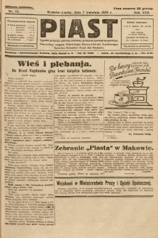 Piast : tygodnik polityczny, społeczny, oświatowy, poświęcony sprawom ludu polskiego : Naczelny organ Polskiego Stronnictwa Ludowego. 1929, nr 14