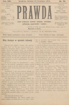 Prawda : pismo poświęcone sprawom religijnym, narodowym, politycznym, gospodarskim i rozrywce. 1903, nr 50