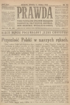 Prawda : pismo poświęcone sprawom religijnym, narodowym, politycznym, gospodarskim i rozrywce. 1919, nr 10