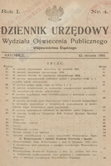 Dziennik Urzędowy Wydziału Oświecenia Publicznego Województwa Śląskiego. 1924, nr 4