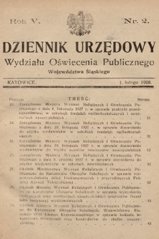Dziennik Urzędowy Wydziału Oświecenia Publicznego Województwa Śląskiego. 1928, nr 2