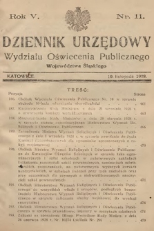 Dziennik Urzędowy Wydziału Oświecenia Publicznego Województwa Śląskiego. 1928, nr 11