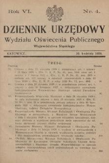 Dziennik Urzędowy Wydziału Oświecenia Publicznego Województwa Śląskiego. 1929, nr 4
