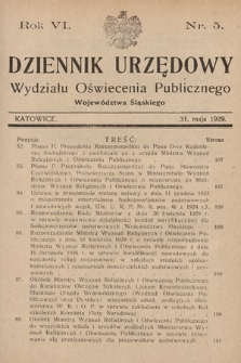 Dziennik Urzędowy Wydziału Oświecenia Publicznego Województwa Śląskiego. 1929, nr 5