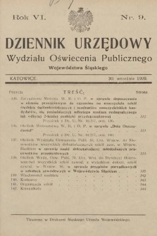 Dziennik Urzędowy Wydziału Oświecenia Publicznego Województwa Śląskiego. 1929, nr 9
