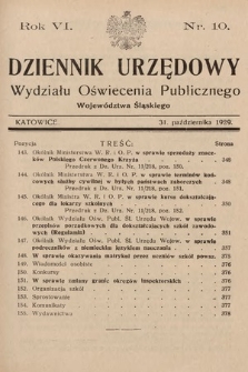 Dziennik Urzędowy Wydziału Oświecenia Publicznego Województwa Śląskiego. 1929, nr 10