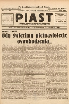 Piast : tygodnik polityczny, społeczny, oświatowy, poświęcony sprawom ludu polskiego. 1933, nr 46-47