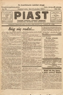 Piast : tygodnik polityczny, społeczny, oświatowy, poświęcony sprawom ludu polskiego. 1933, nr 52