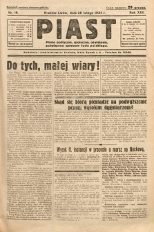 Piast : pismo polityczne, społeczne, oświatowe, poświęcone sprawom ludu polskiego. 1934, nr 16