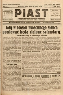 Piast : tygodnik polityczny, społeczny, oświatowy, poświęcony sprawom ludu polskiego. 1934, nr 27