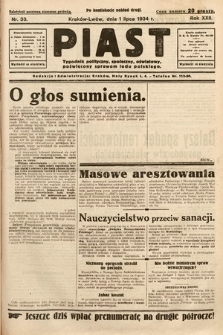 Piast : tygodnik polityczny, społeczny, oświatowy, poświęcony sprawom ludu polskiego. 1934, nr 33