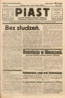 Piast : tygodnik polityczny, społeczny, oświatowy, poświęcony sprawom ludu polskiego. 1934, nr 34