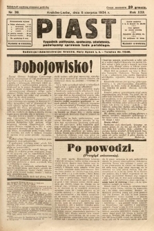 Piast : tygodnik polityczny, społeczny, oświatowy, poświęcony sprawom ludu polskiego. 1934, nr 38