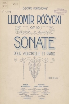 Sonate : pour violoncelle et piano : Op. 10