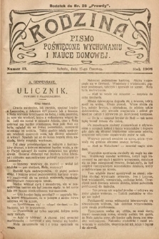 Rodzina : pismo poświęcone wychowaniu i nauce domowej. 1908, nr 13