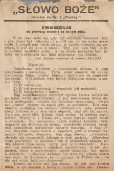 Słowo Boże : dodatek do Prawdy. 1908, nr 1