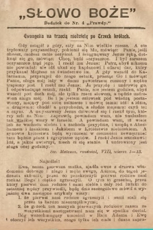 Słowo Boże : dodatek do Prawdy. 1908, nr 4