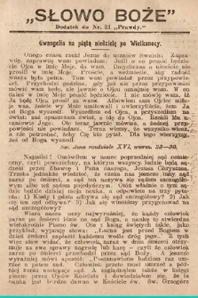 Słowo Boże : dodatek do Prawdy. 1908, nr 21