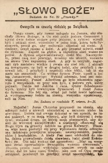 Słowo Boże : dodatek do Prawdy. 1908, nr 27