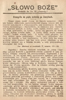 Słowo Boże : dodatek do Prawdy. 1908, nr 28